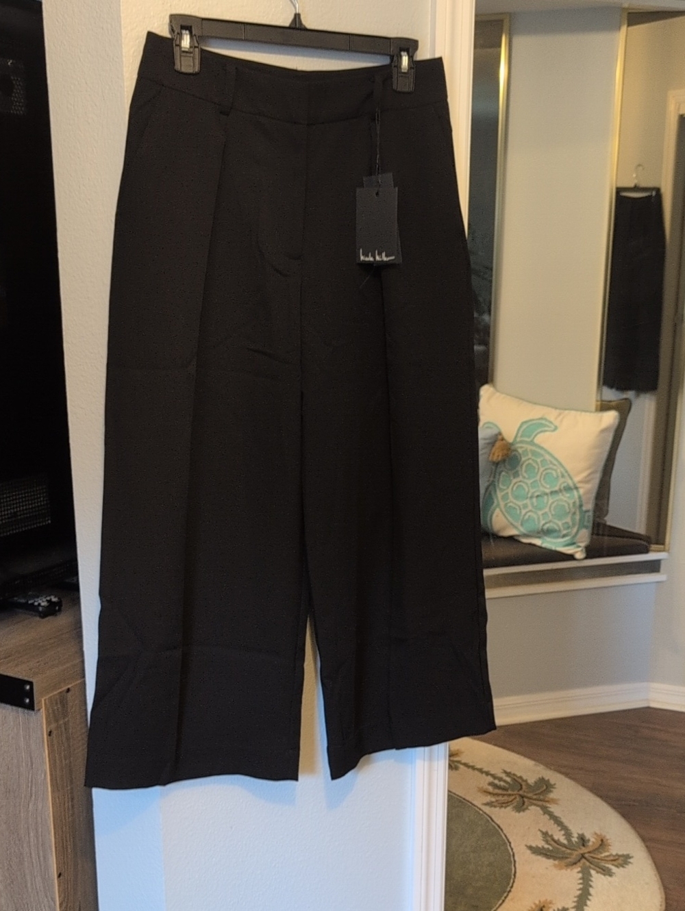 Nicole Miller Black Wide-Leg Trousers Brand New